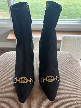 Gucci Black Sock Booties 2/ Two Tone GG Horsebit